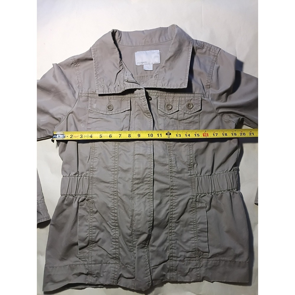 Old Navy Women's Utility Jacket Field Coat Size Large Khaki Brown Cinched Waist